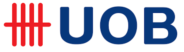 Logo ngân hàng UOB rất đặc biệt với biểu tượng màu đỏ nổi bật gồm 4 sọc chéo dựng song song nhau cùng một gạch ngang đậm màu ở giữa.